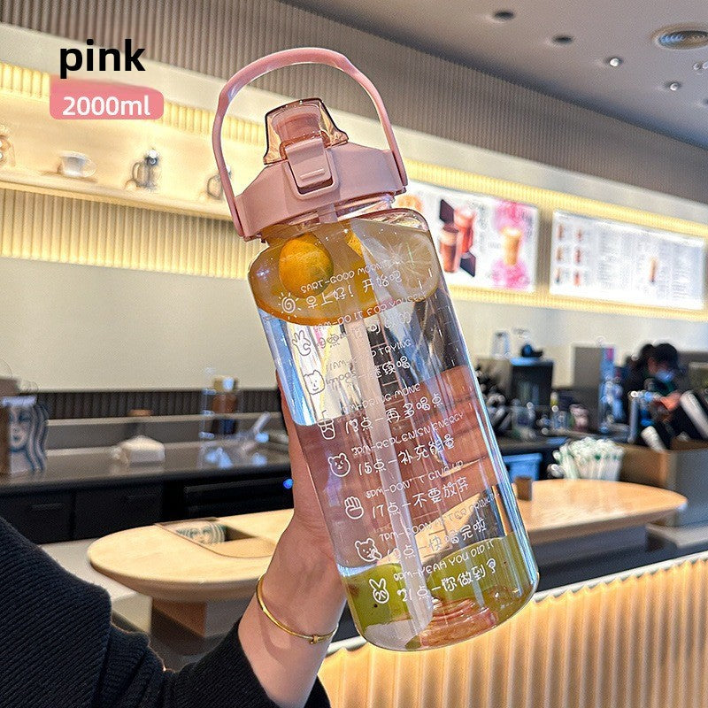 Portable fitness sports drinking straw water bottle teemdrop