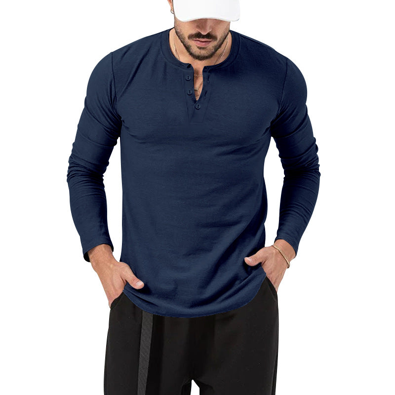 Men's Long Sleeve Solid Crew Neck T-Shirt