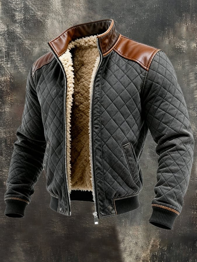 Men's Fleece Lined Hooded Zip Up Jacket Windproof Warm Winter Coat