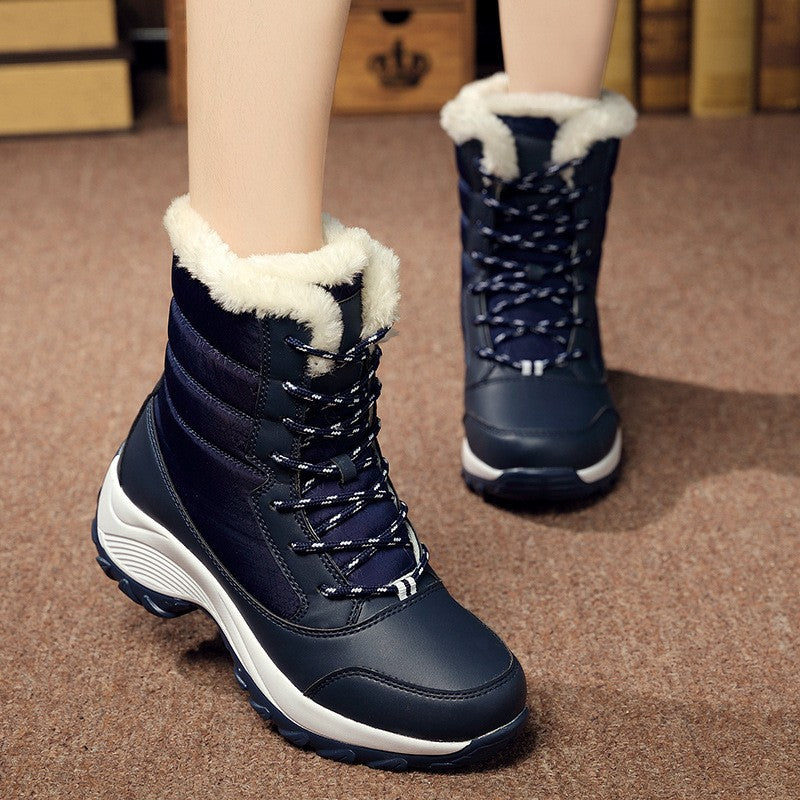 Womens Fleece-Lined High-Top Winter Snow Boots Outdoor Hiking Shoes