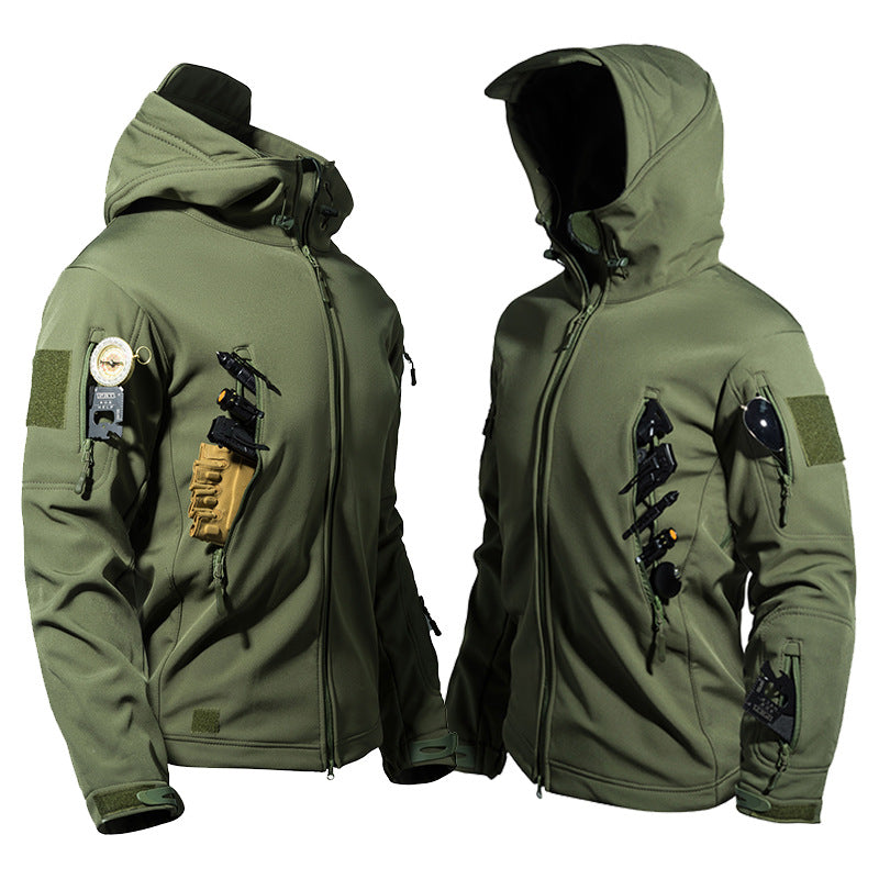 Mens Windproof Waterproof Fleece Lined Hooded Jacket