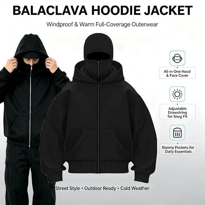 Men's Double Hood Fleece Lined Pullover Sweatshirt Loose Fit Long Sleeve