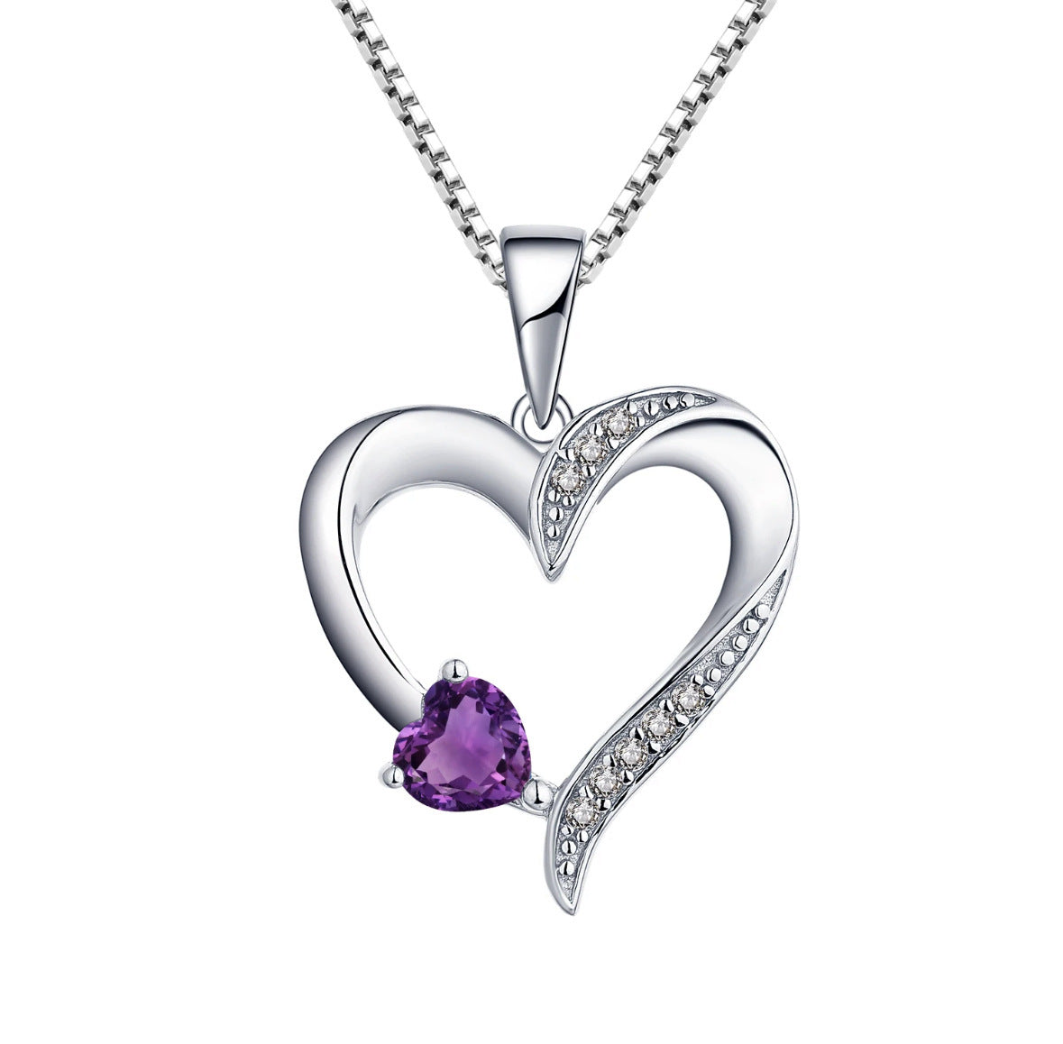 S925 pure silver heart-shaped pendant cross chain necklace