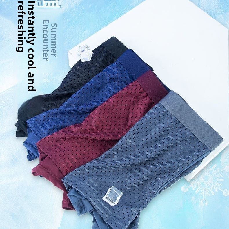 Men Ice Silk Boxer Briefs Breathable Cooling Thin Underwear teemdrop