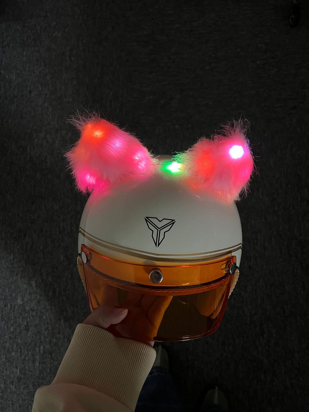 Luminous Plush Fox Ear Helmet Decoration teemdrop