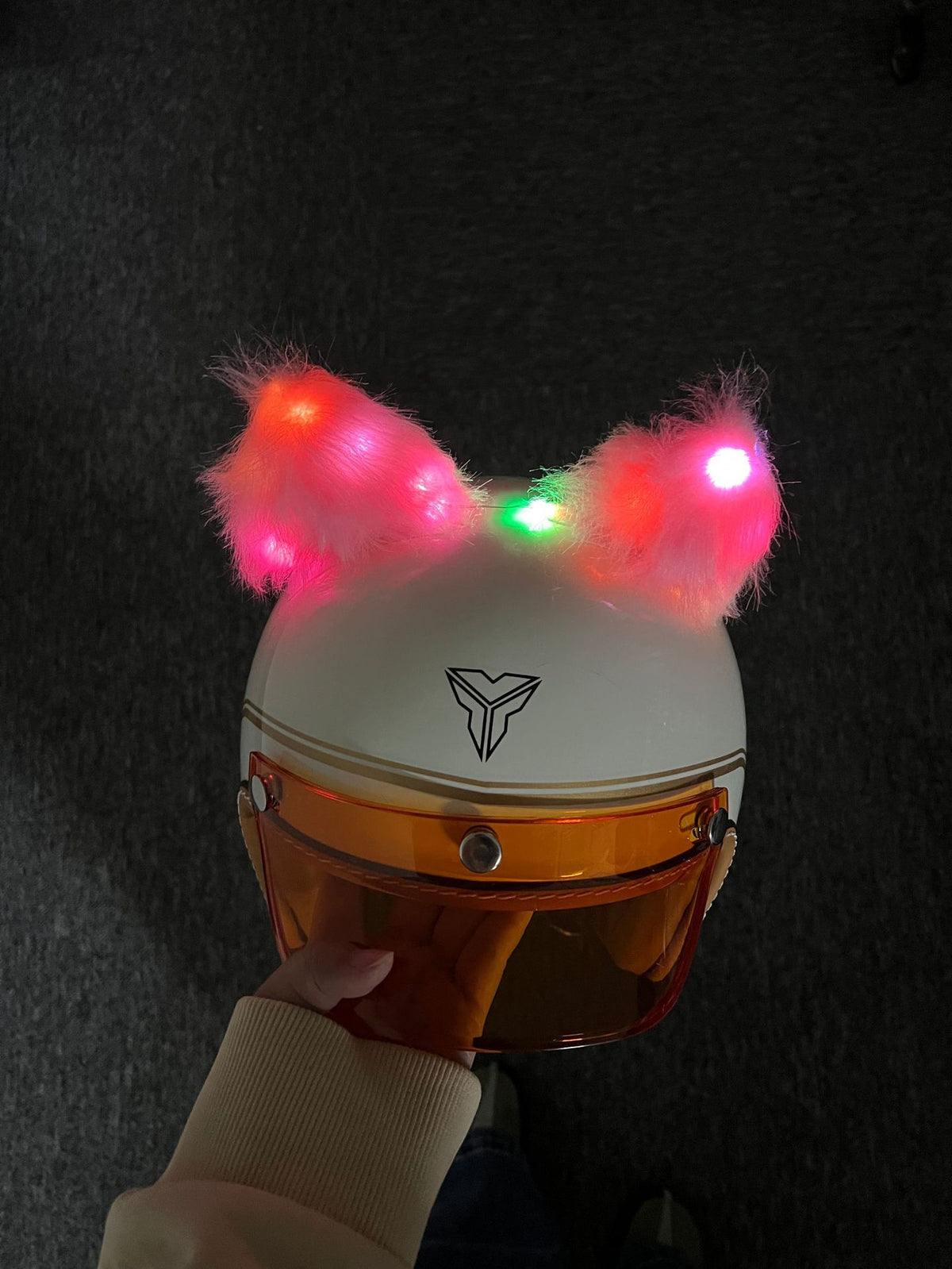 Luminous Plush Fox Ear Helmet Decoration teemdrop