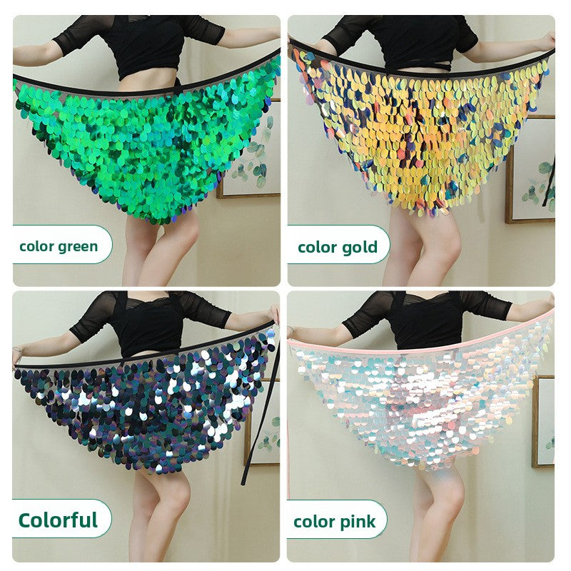 Sequined Belly Dance Hip Scarf with Tassel Waist Chain