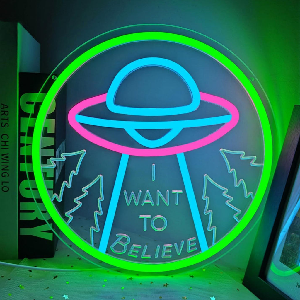 Alien UFO LED Neon Sign Light for Bedroom Game Room Bar Party Decoration teemdrop