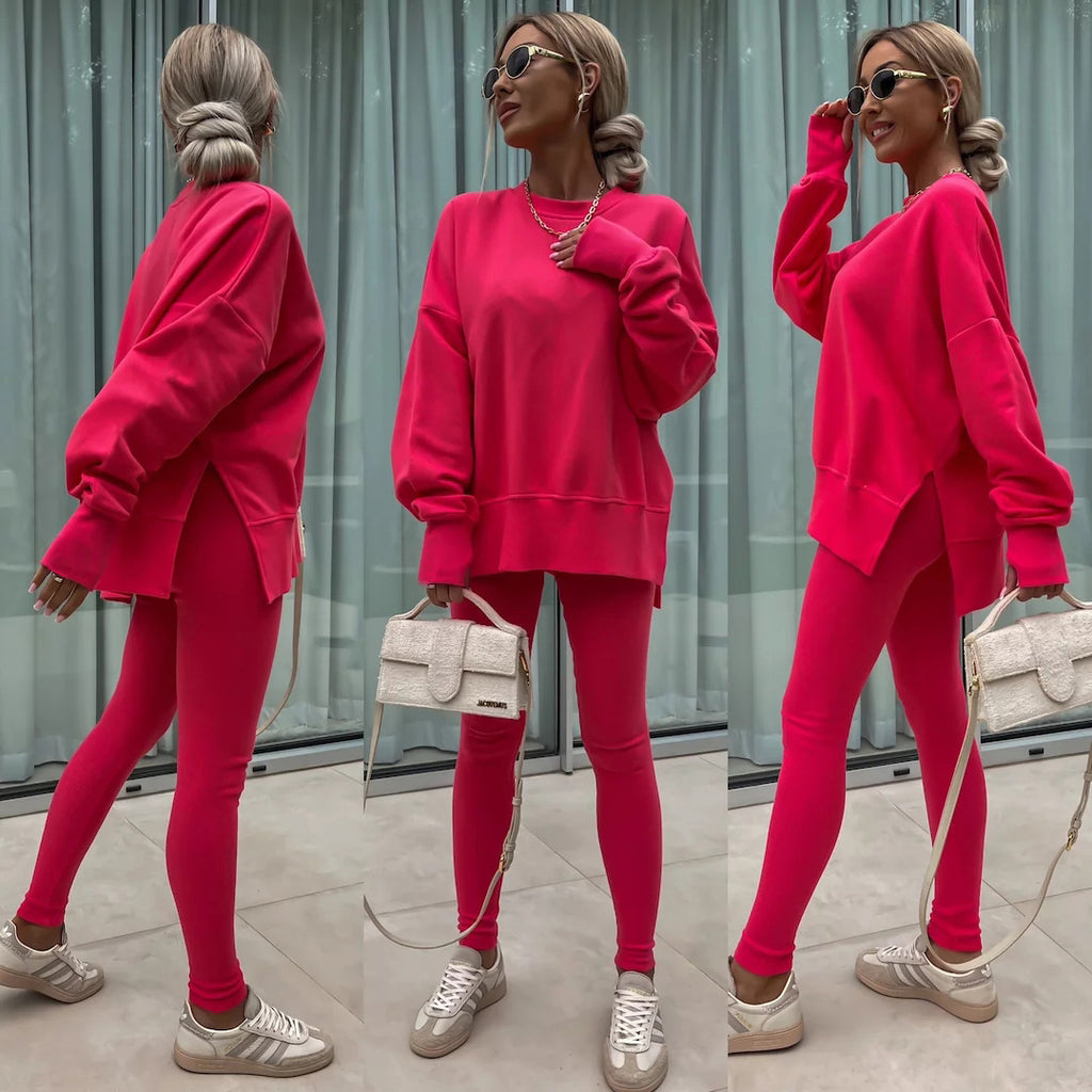 Long Sleeve Sweatshirt and Tight Trousers Set