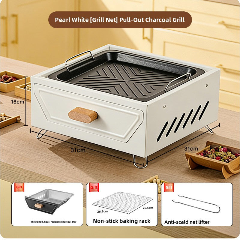 Portable Outdoor Stainless Steel Folding Charcoal Grill teemdrop