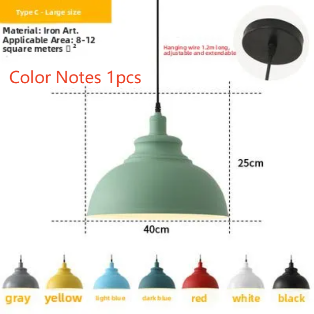 Single Head Hanging Chandelier Aluminum Macaron Color Pendant Light