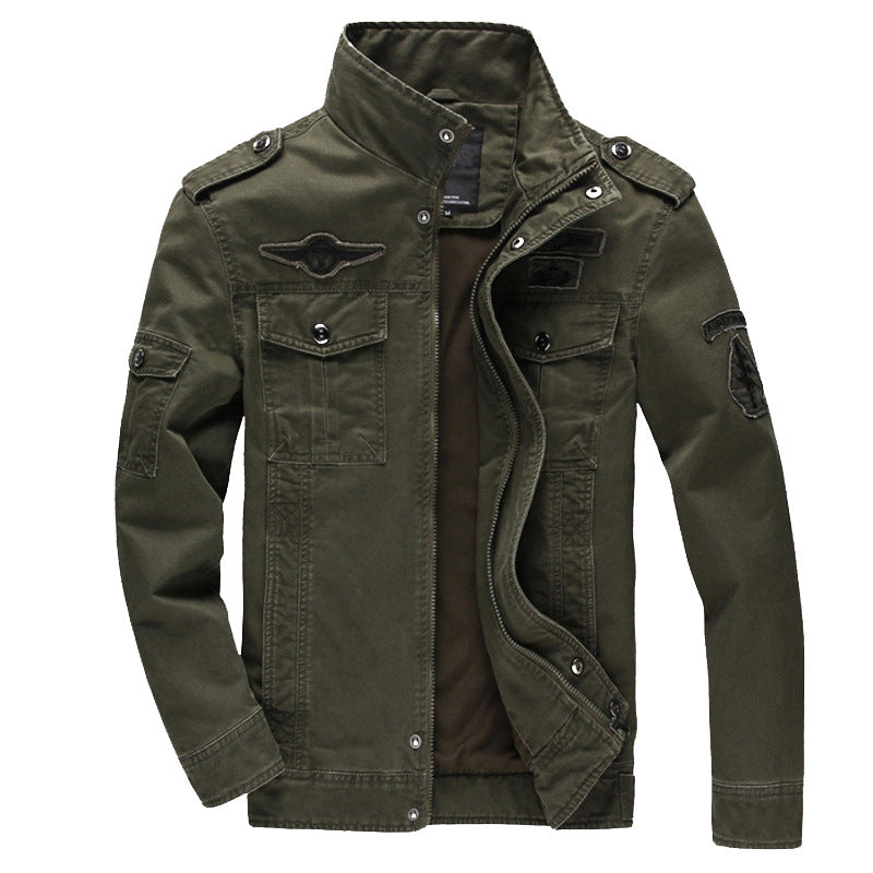 Men's Tactical Cotton Jacket Casual Solid Outdoor Work Jacket Large Size teemdrop