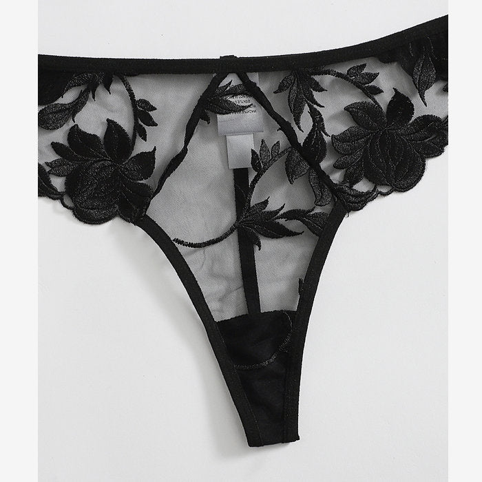 Women's Ultra-Thin Mesh Lace Underwire Lingerie Set teemdrop