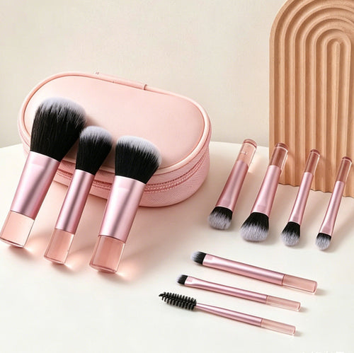 10-Piece Mini Crystal Handle Makeup Brush Set teemdrop
