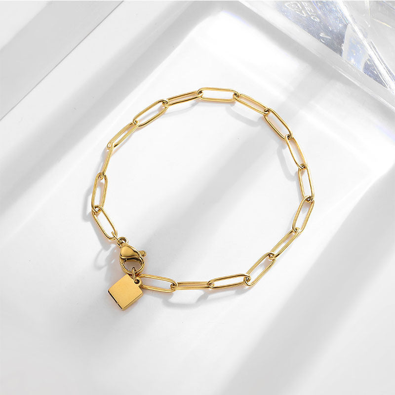 Women's Titanium Steel Inlaid Charm Bracelet Versatile Fashion Jewelry teemdrop