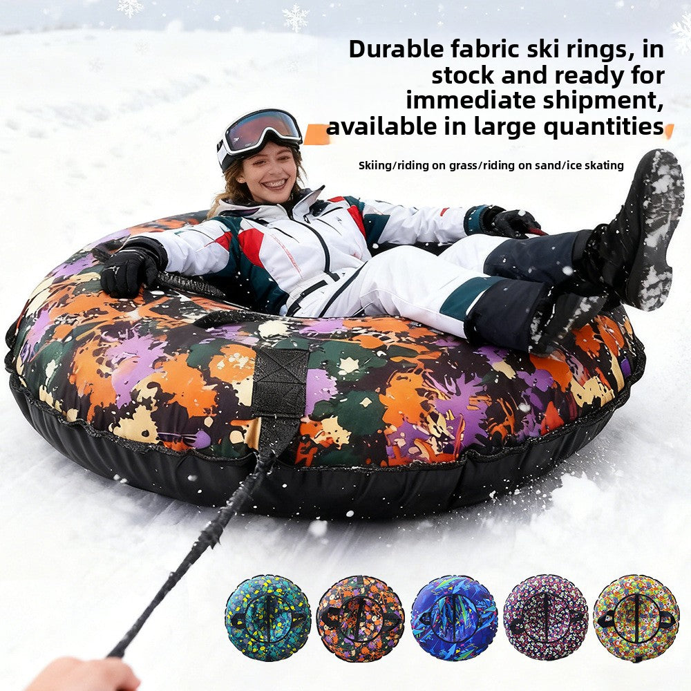 Winter PVC Inflatable Snow Tube with Cloth Cover for Outdoor Sledding and Grass Sliding teemdrop
