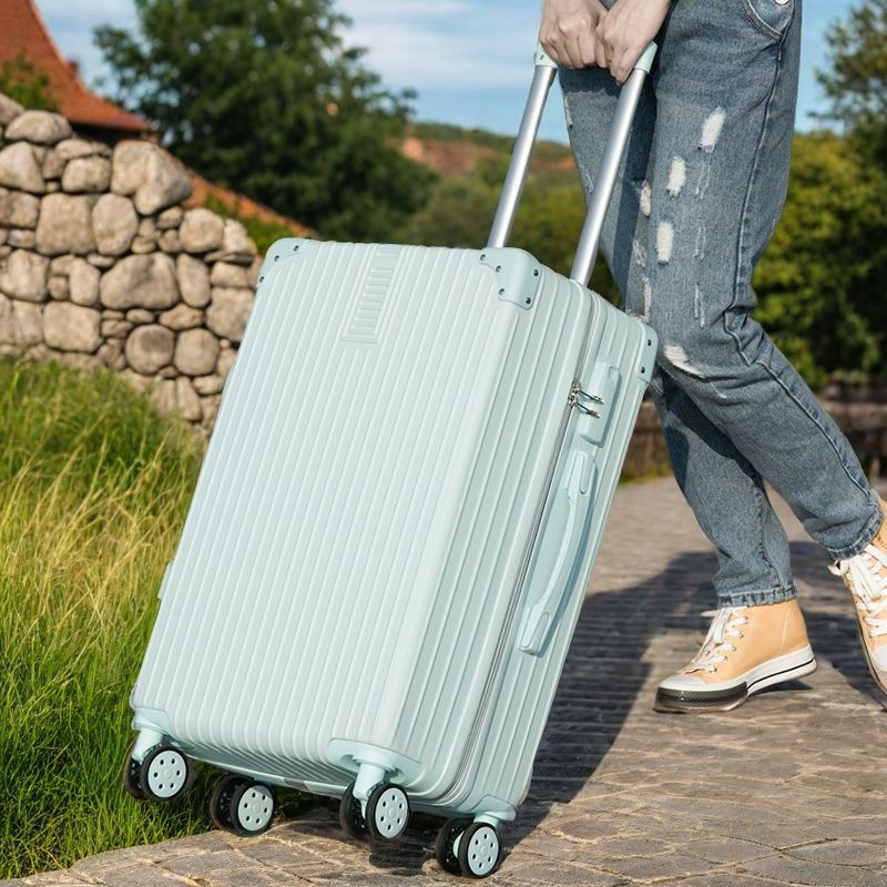 Vintage Leather Suitcase with Password Lock and Universal Wheels