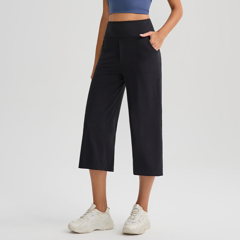 Women's Naked-Feel High-Waist Loose Wide-Leg Yoga Capri Pants teemdrop
