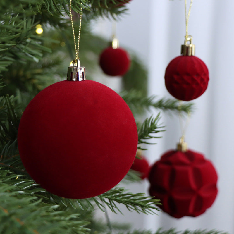 30-Pack 3cm Velvet Flocked Christmas Ball Ornaments for Tree Decoration teemdrop