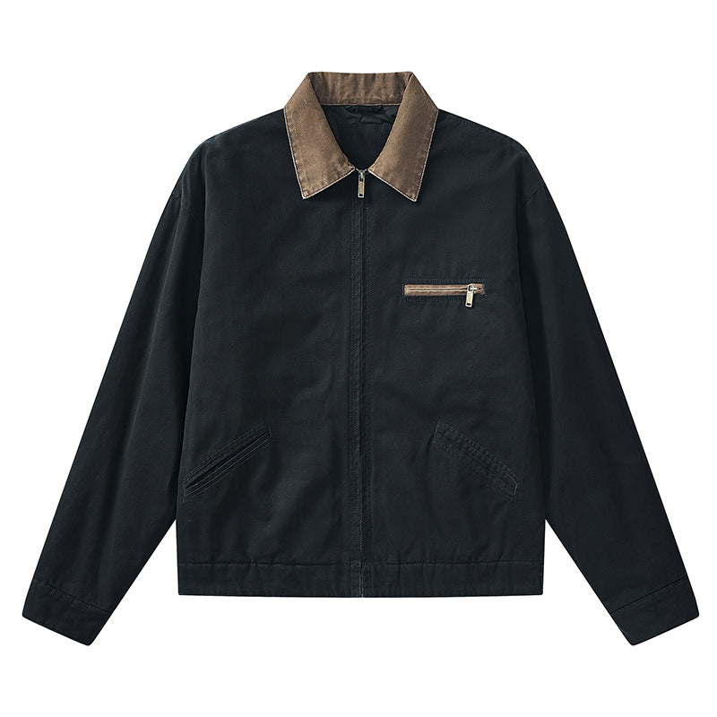 Men's Lapel Casual Jacket American Style Retro Loose Handsome All-match Jacket teemdrop