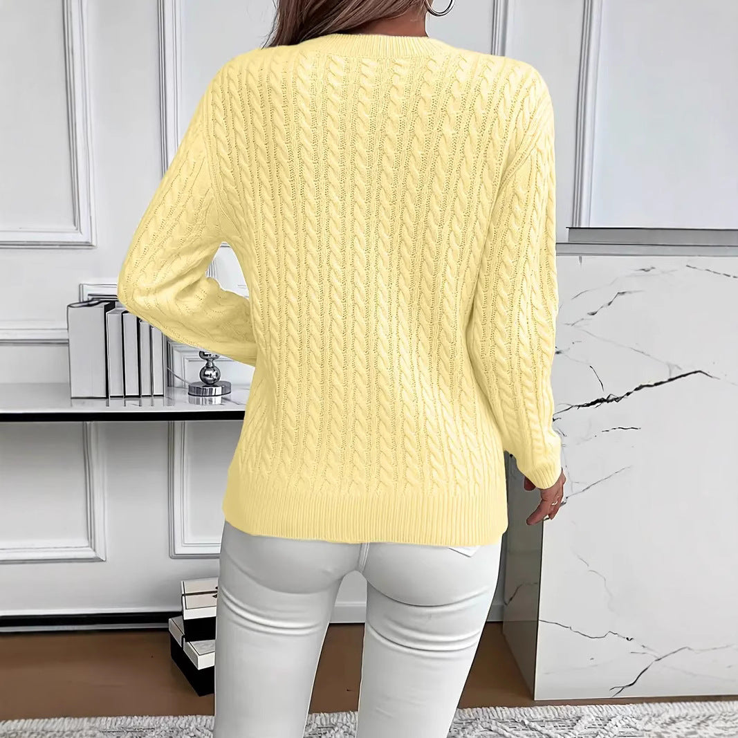 Crew-neck cable-knit sweater teemdrop
