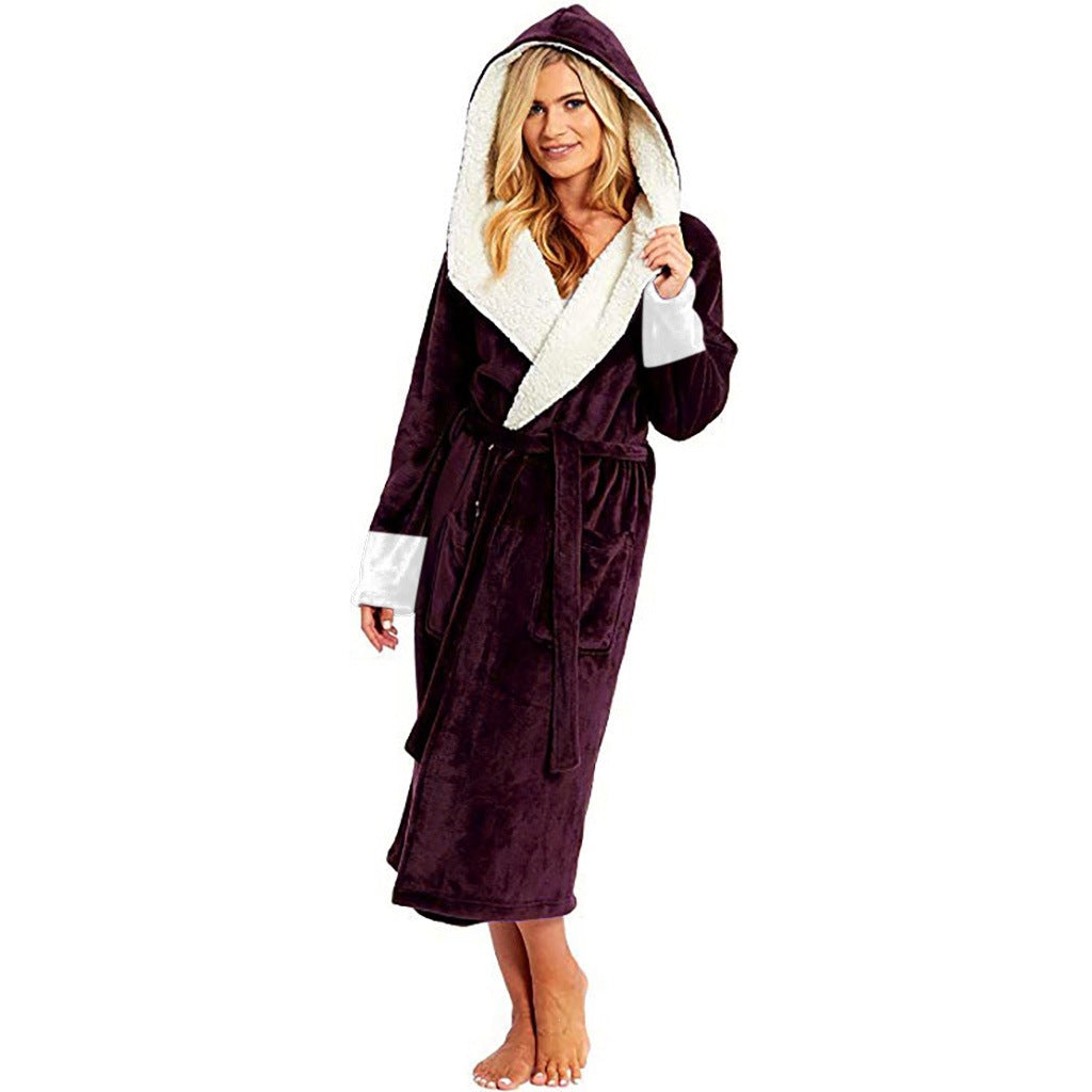 Women's warm fleece-lined wide-leg casual thermal pajamas