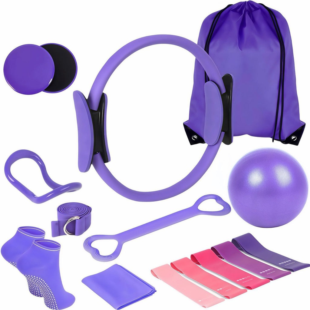 Multi-Piece Yoga Ring and Pilates Resistance Band Set teemdrop