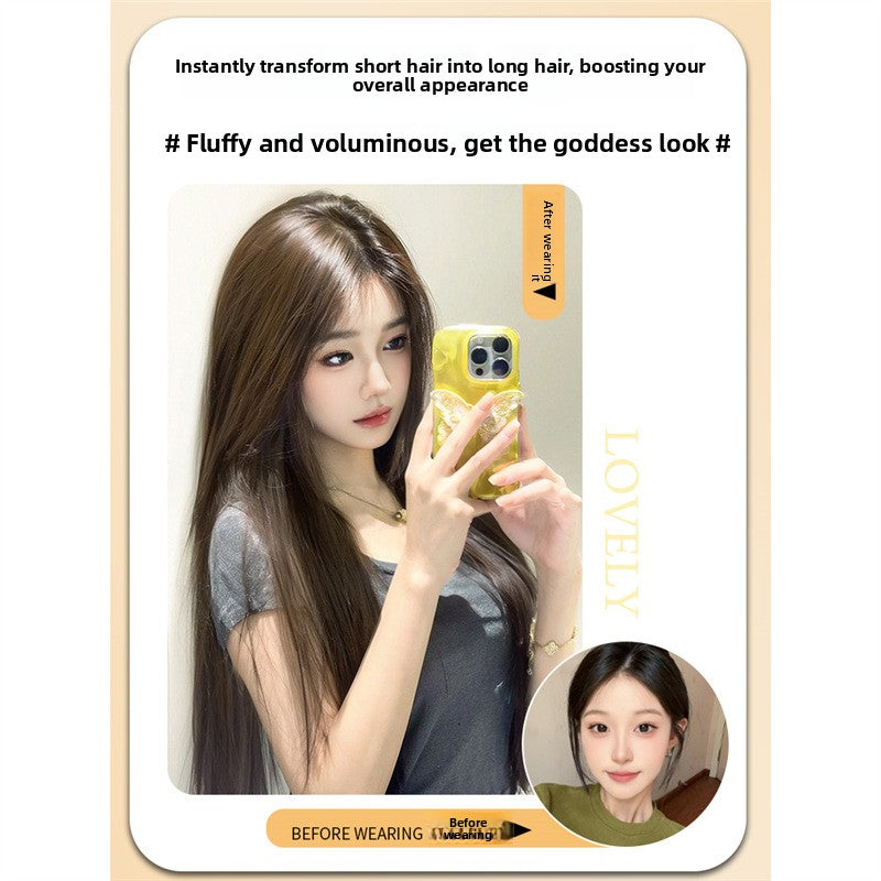 Women's Three-Piece Clip-In Long Straight Wig Piece teemdrop