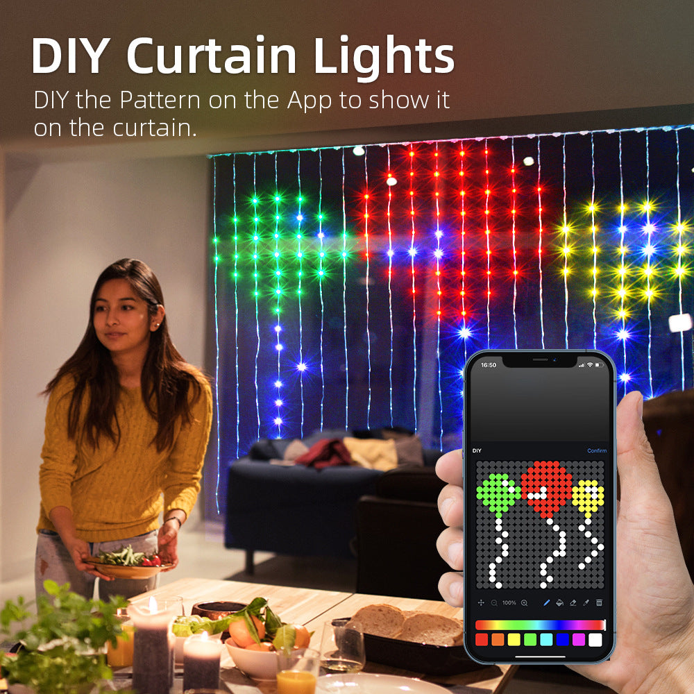 Smart RGB Colorful Graffiti Curtain Lights teemdrop