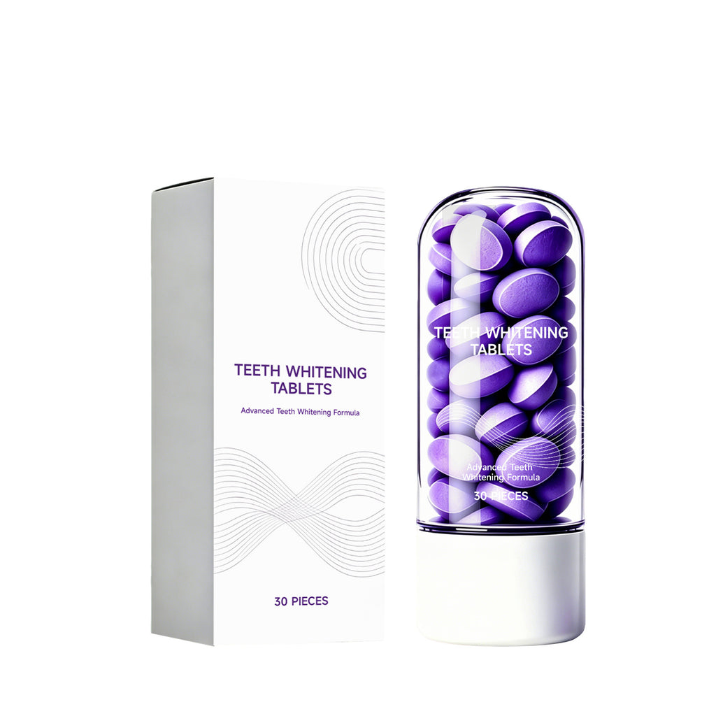 Purple toothpaste tablet