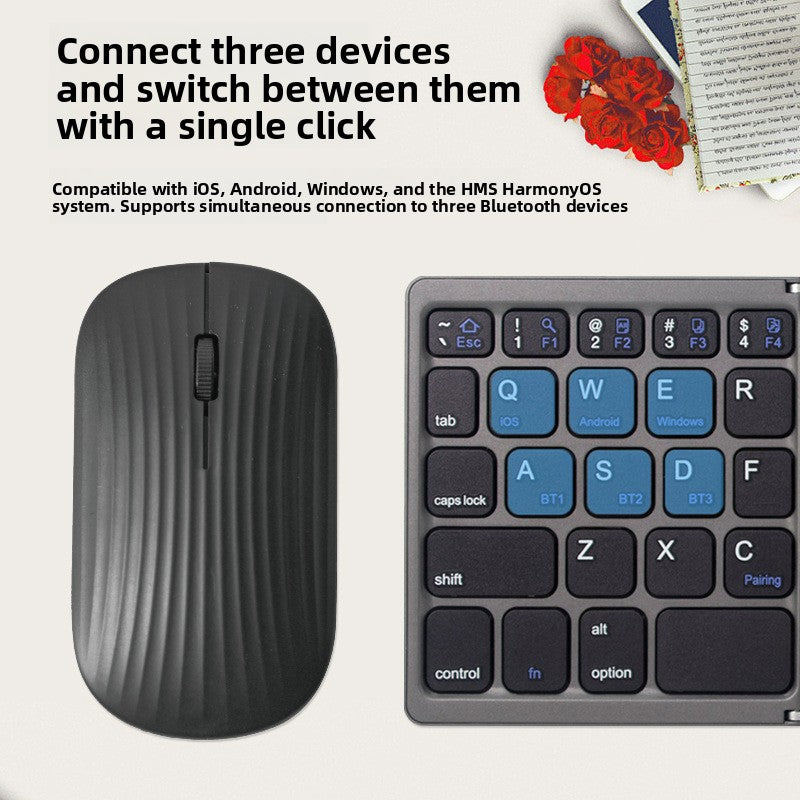 Rechargeable Foldable Bluetooth Keyboard and Mouse Set