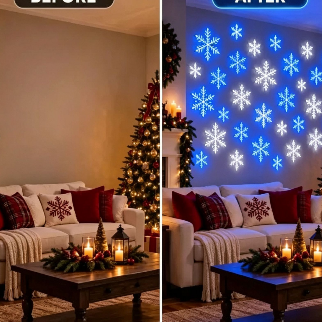 12PCS LED Snowflake Wall Lights Set teemdrop
