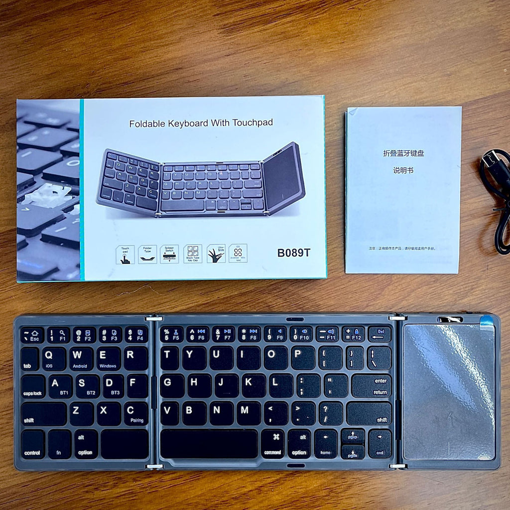 Foldable Bluetooth Keyboard with Touchpad and Mouse Set