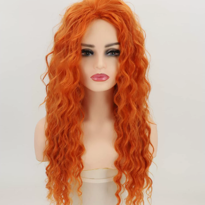 Heat Resistant Synthetic Fiber Long Curly Full Wig With Natural Look teemdrop