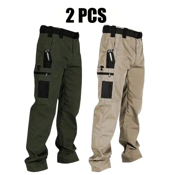 Men's Quick-Dry Tactical Cargo Pants Multi-Pocket Summer Casual Trousers 100% Polyester teemdrop