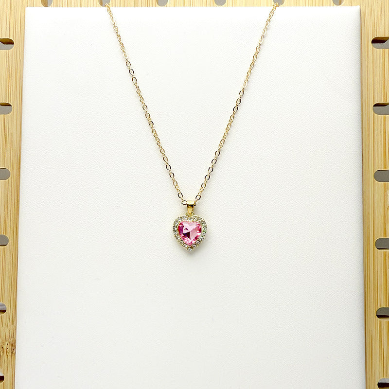 Heart Pendant Cross Chain Necklace