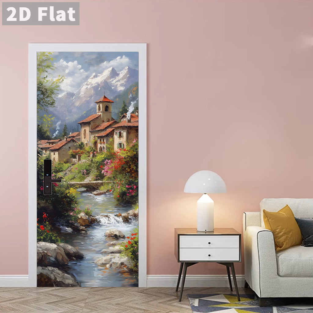Creative Wooden Door Refurbished Door Stickers Wall Stickers teemdrop