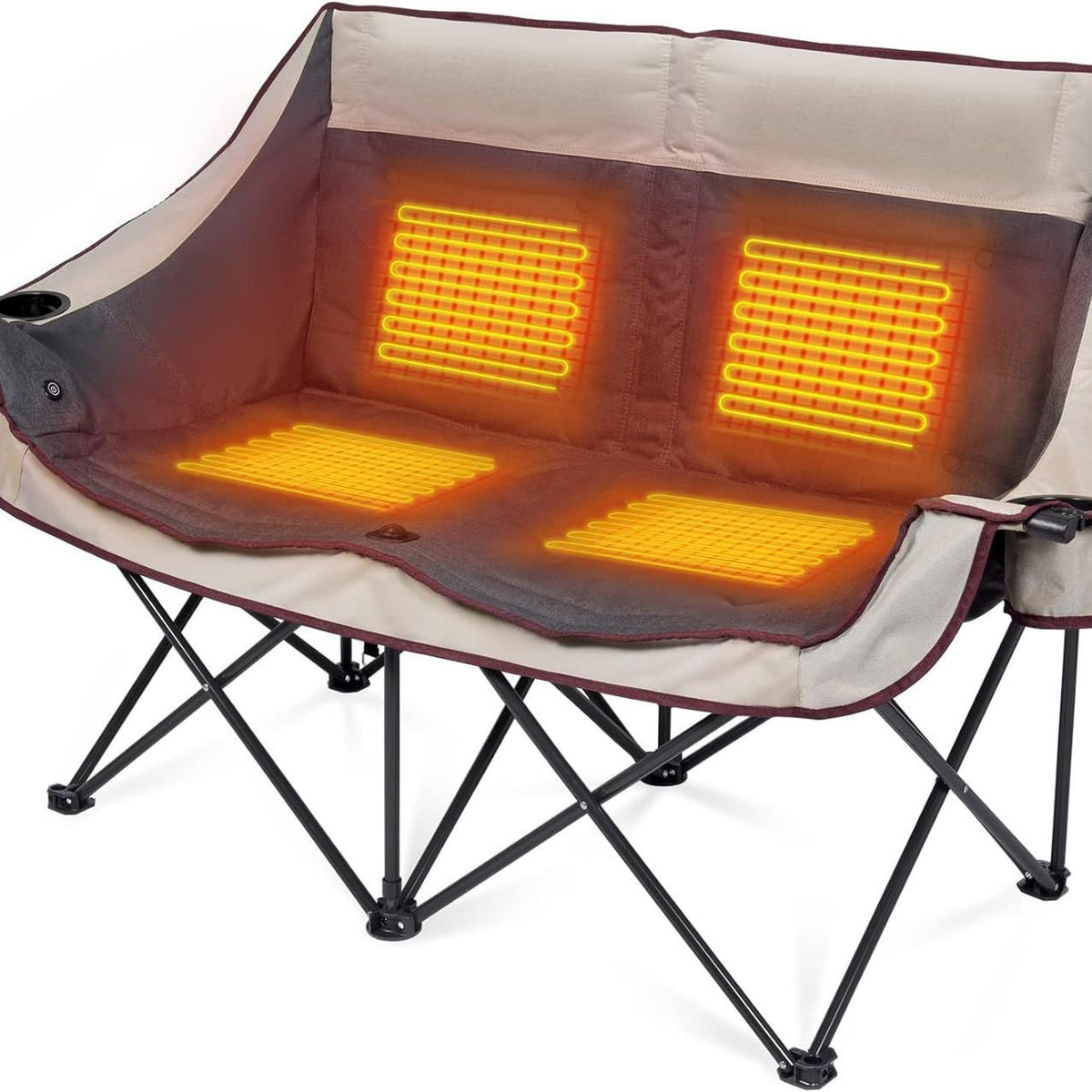 Heated Foldable Camping Chair with USB Heating Pad