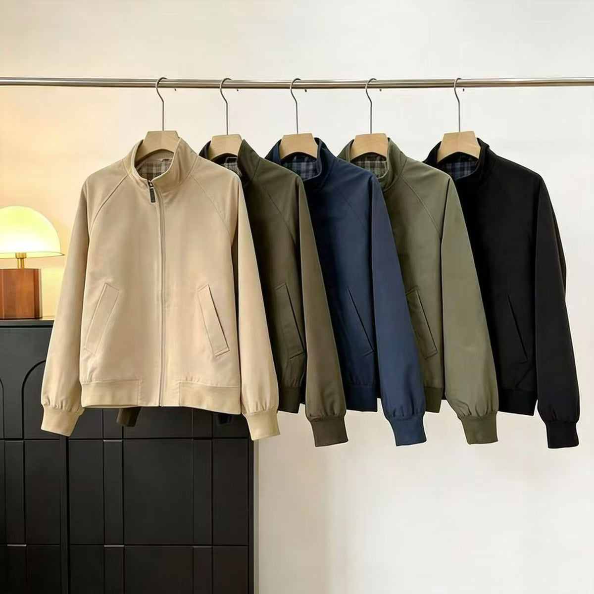 Men's Stand Collar Zip-Up Jacket Long Sleeve Loose Casual Coat teemdrop