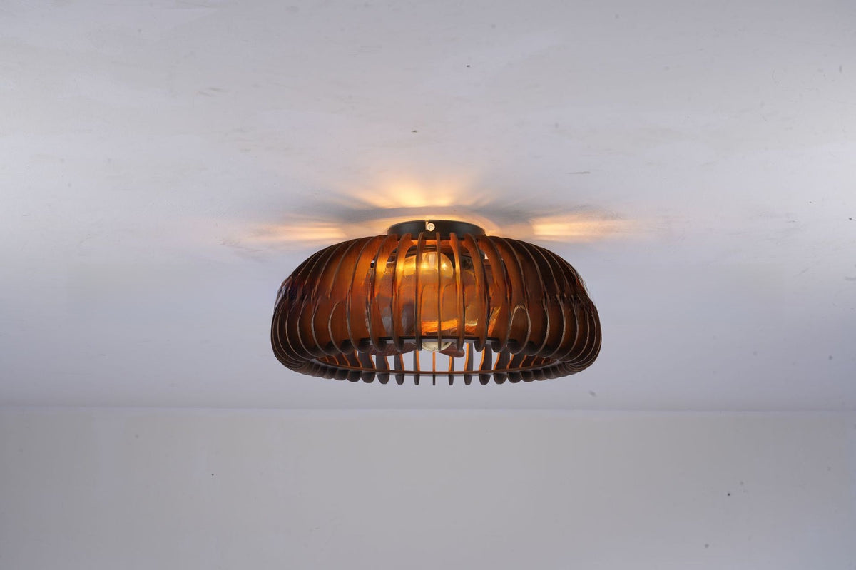 Wabi-Sabi Wooden Fan Chandelier Vintage Ceiling Lamp with Remote Control teemdrop