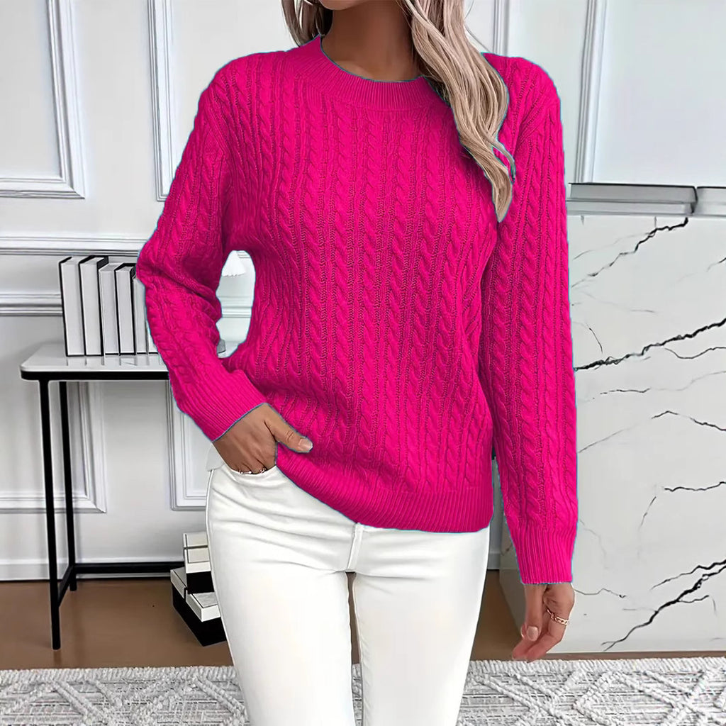 Crew-neck cable-knit sweater teemdrop
