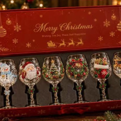 Christmas Halloween Themed Glass Art Goblet Festive Drinking Cup teemdrop