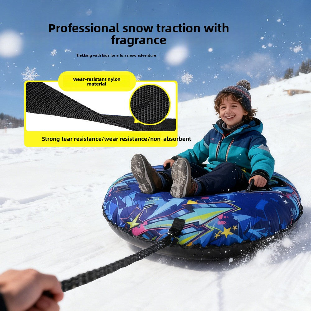Winter PVC Inflatable Snow Tube with Cloth Cover for Outdoor Sledding and Grass Sliding teemdrop