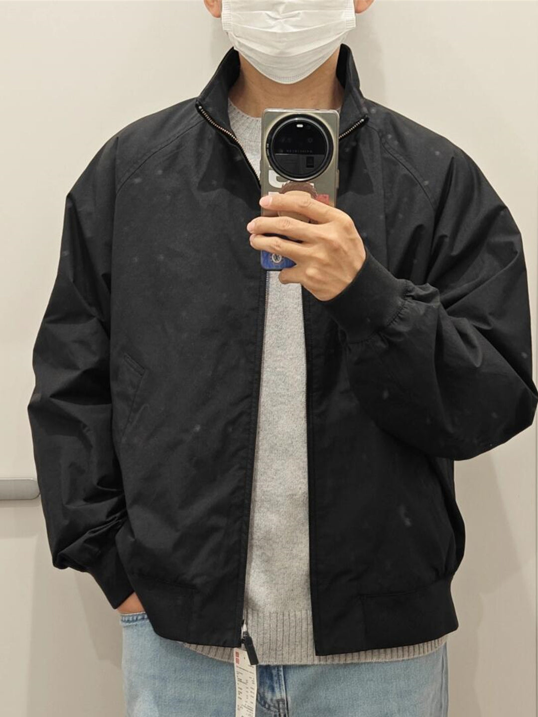 Unisex Harrington Stand Collar Long Sleeve Windproof Zipper Loose Jacket Coat teemdrop