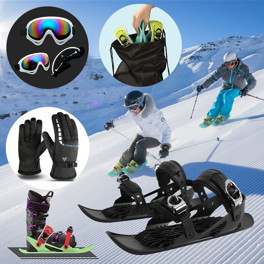 Portable Mini Snow Skis Double Board Winter Outdoor Skates for Adults and Children