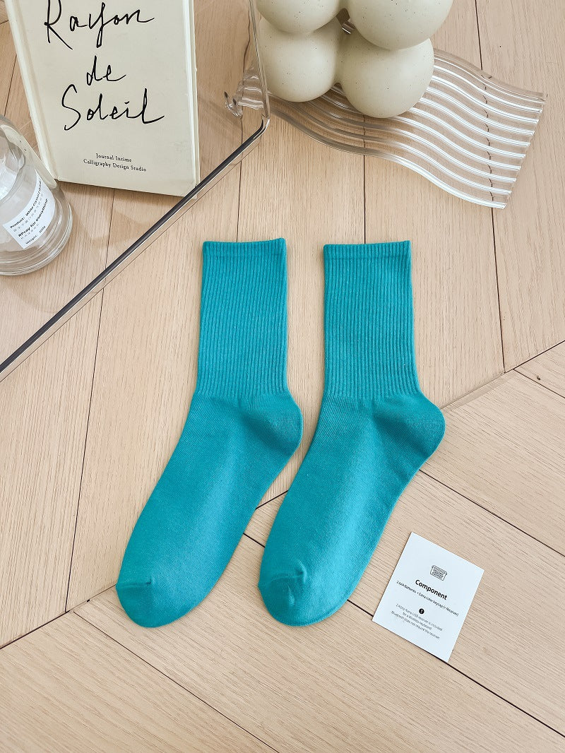 Unisex Combed Cotton Mid-Calf Socks teemdrop