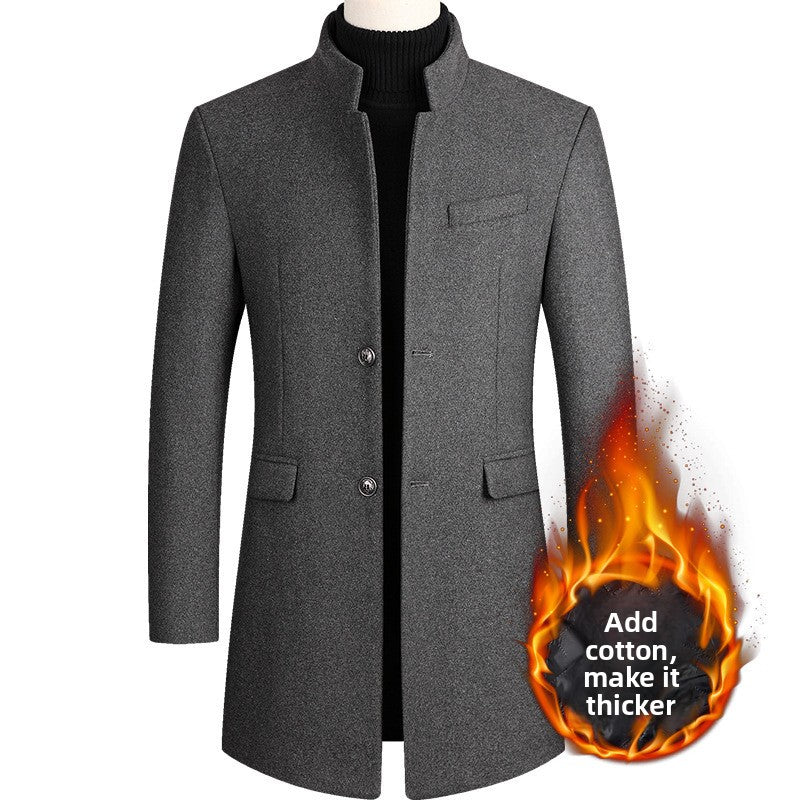 Men's Thickened Stand Collar Overcoat