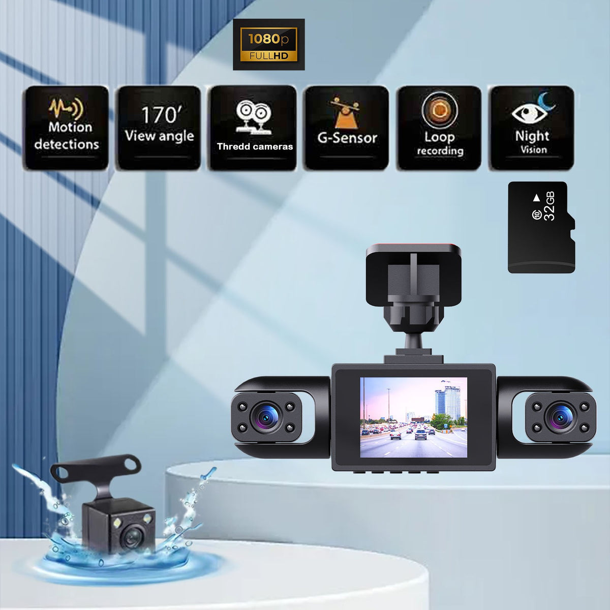 360-degree panoramic four-channel vehicle recorder