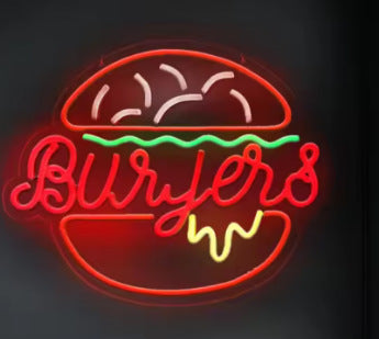 LED Neon Light Hamburger Fries Sushi Shape Sign for Home Bar Decoration