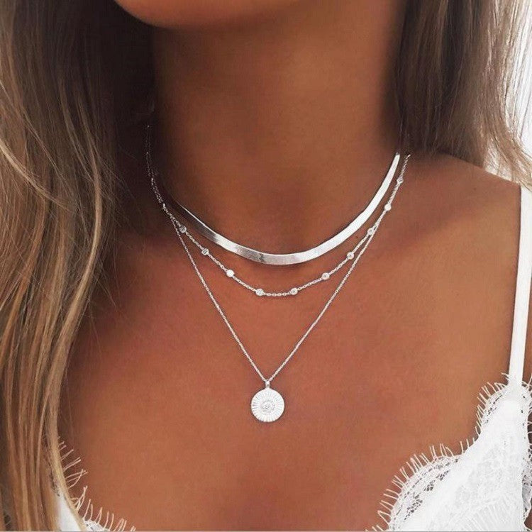 Fashion Imitation Pearl Layered Necklace with Heart Pendant for Women Men